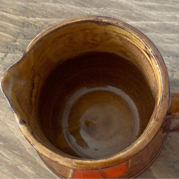 Bar Harbor Pottery 3.25” Creamer Pitcher Maine Vintage Retro Brown Orange Drip - Picture 11 of 11